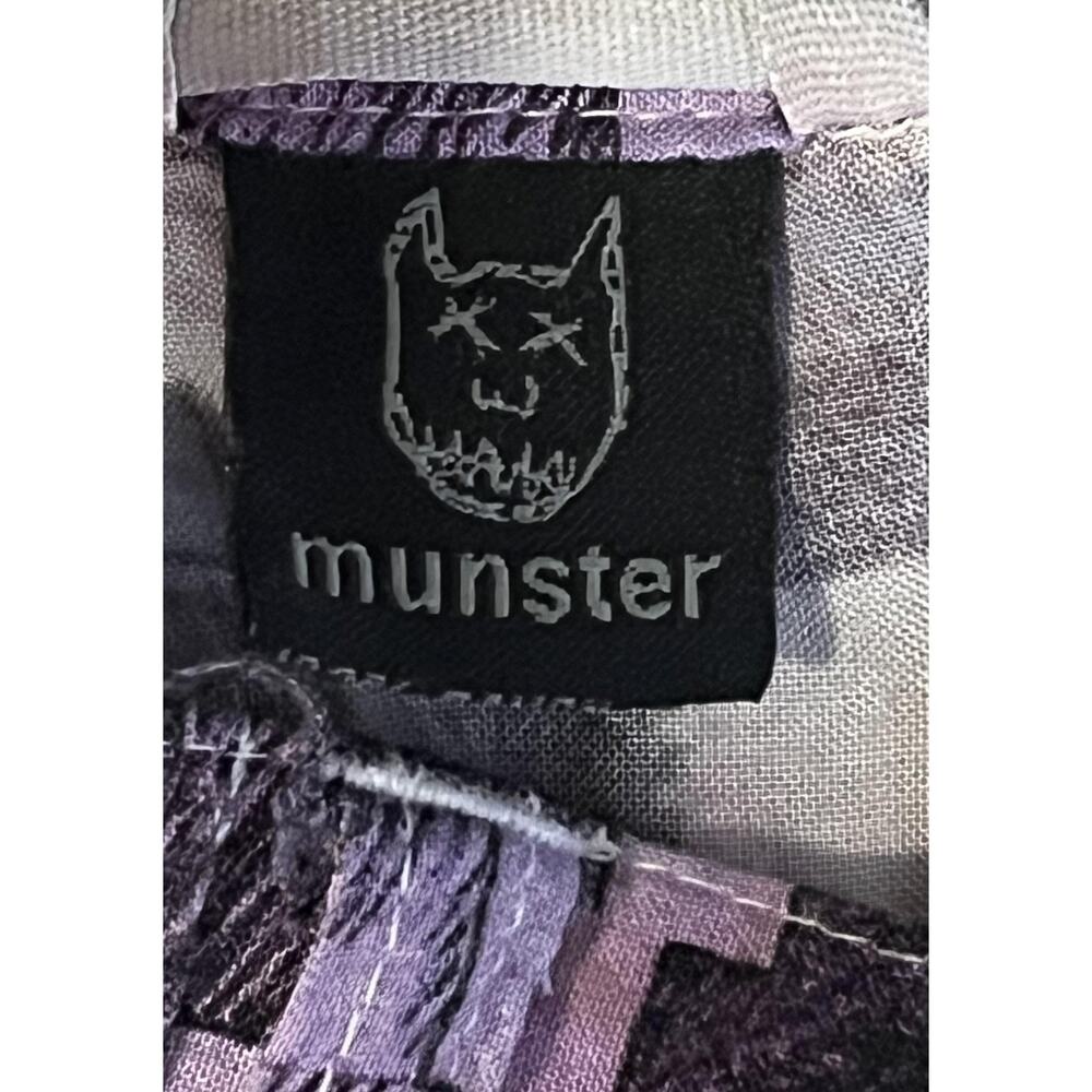 Munster Pants Youth 6 Black‎ White Purple Aztec Tribal Print Joggers Elastic - Picture 6 of 11